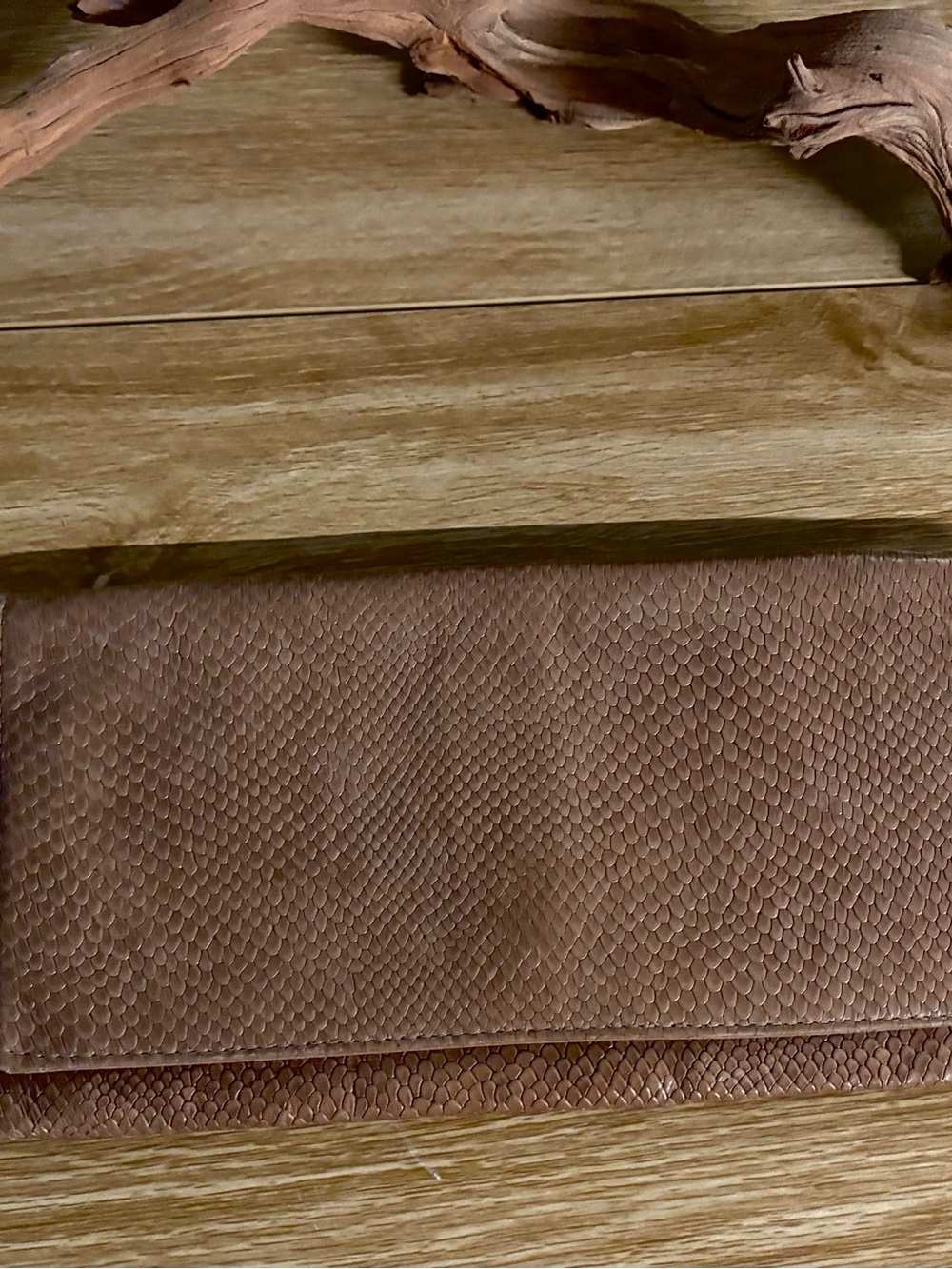Etui London- Python Taupe Fold Over Clutch